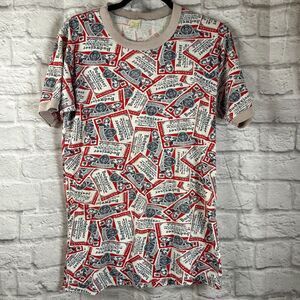 Vtg Budweiser All Over Print Sportswear Men's T-shirt Large 50/50 USA Single